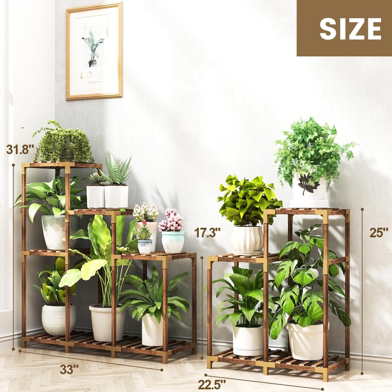 HOMKIRT Plant Stand Indoor Outdoor, 11 Tier Corner Shelf Wood Rack Organizer Display for Multiple Plants Large Ladder Holder Flower Stand for Living Room Patio Porch HOMKIRT Plant Stand Indoor Outdoor, 11 Tier Corner Shelf Wood Rack Organizer Display for Multiple Plants Large Ladder Holder Flower Stand for Living Room Patio Porch
