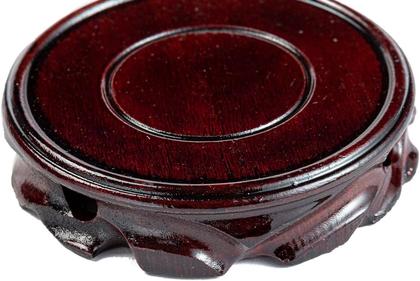 Thy Collectibles Set of 2 Oriental Rosewood Plant and Drink Coasters Stands for Small House Plants, Coffee Table, Desk, Office, Home Decor (D4 x H0.75)