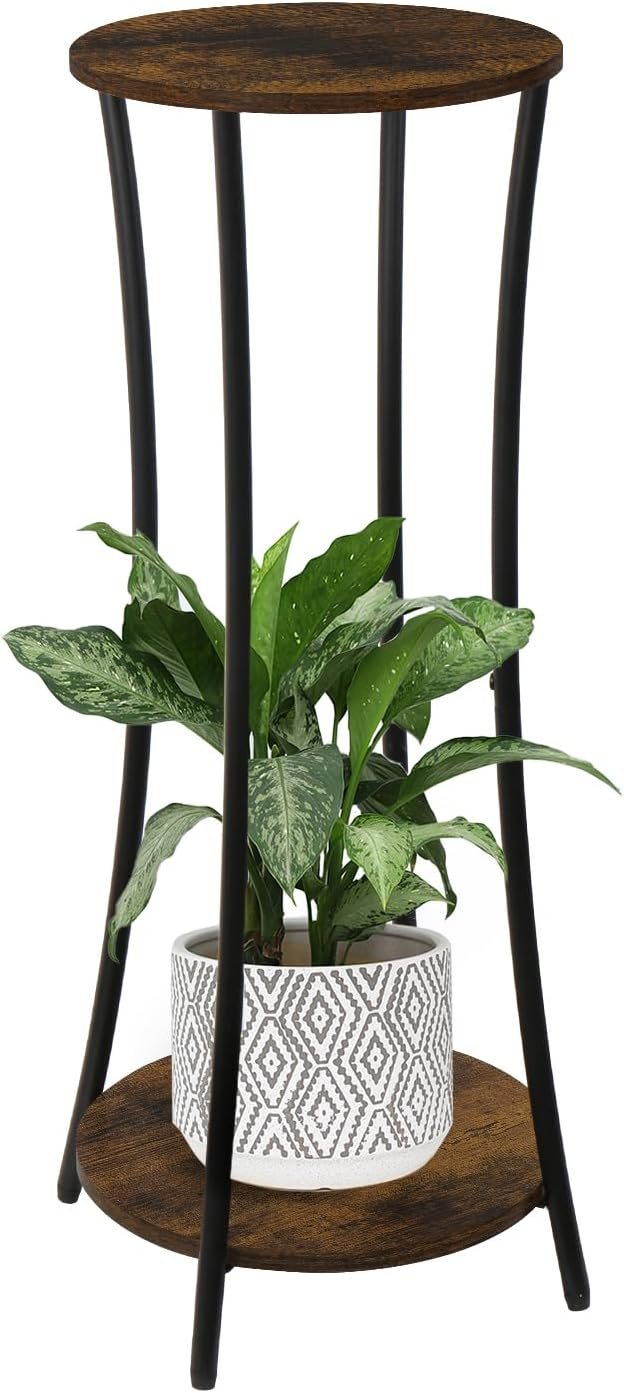 YINMIT Plant Stand Indoor,2 Tier Round Potted Holder Rack,Flower Pot Stand Shelf,Round Supports Rack,Corner Plant Shelf for Balcony Garden Patio Living Room,Brown YINMIT Plant Stand Indoor,2 Tier Round Potted Holder Rack,Flower Pot Stand Shelf,Round Supports Rack,Corner Plant Shelf for Balcony Garden Patio Living Room,Brown