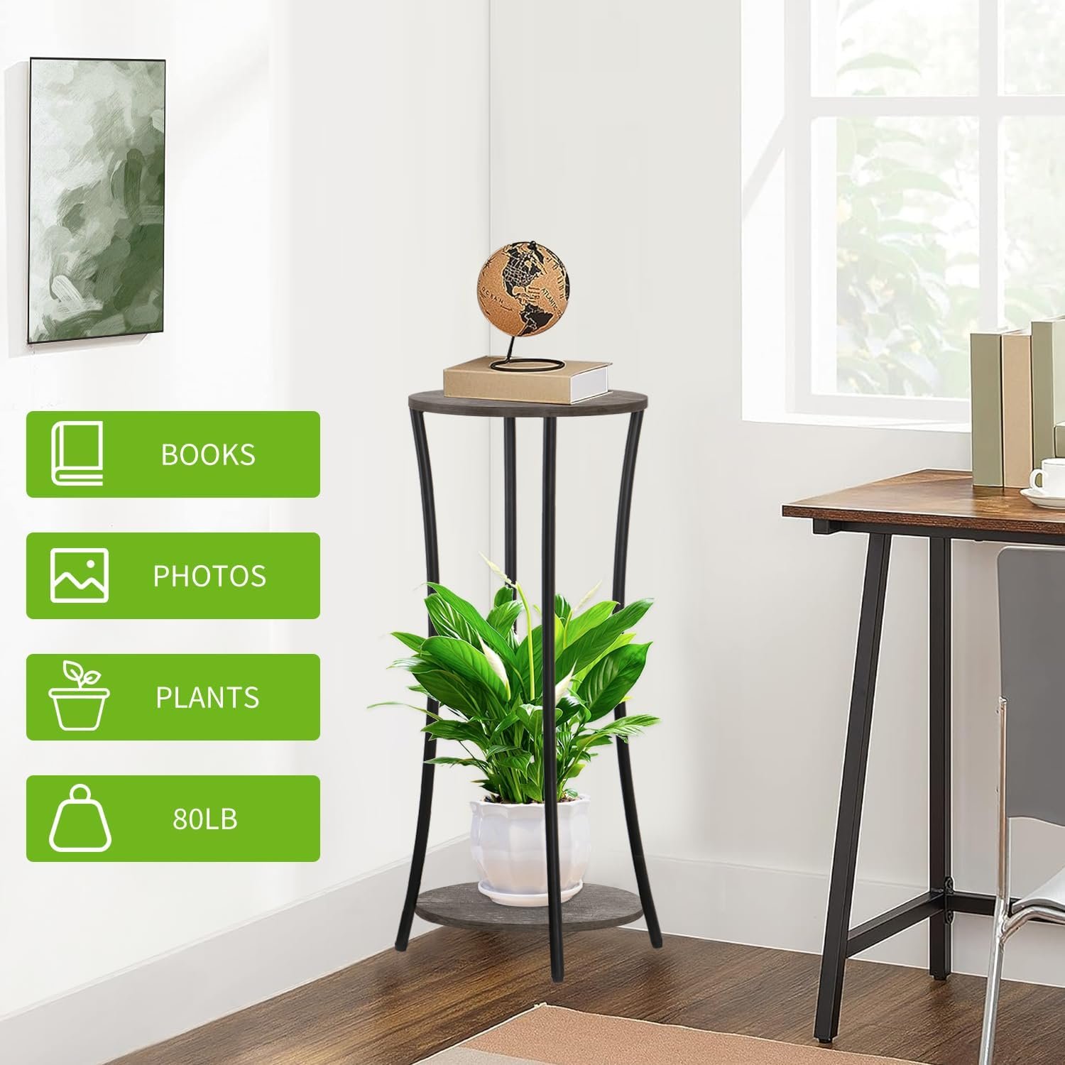 YINMIT Plant Stand Indoor,2 Tier Round Potted Holder Rack,Flower Pot Stand Shelf,Round Supports Rack,Corner Plant Shelf for Balcony Garden Patio Living Room,Brown YINMIT Plant Stand Indoor,2 Tier Round Potted Holder Rack,Flower Pot Stand Shelf,Round Supports Rack,Corner Plant Shelf for Balcony Garden Patio Living Room,Brown